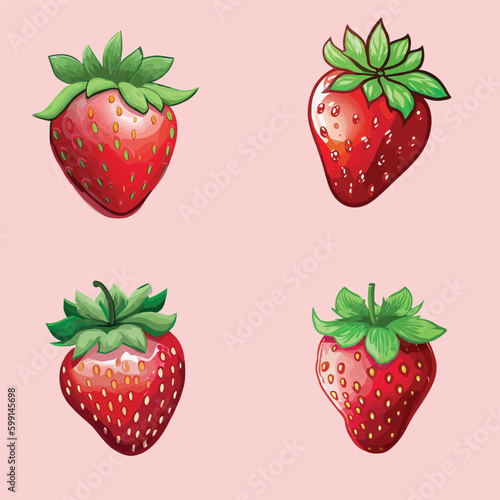 Vector graphic of luscious red strawberries filled with cream and dipped in chocolate