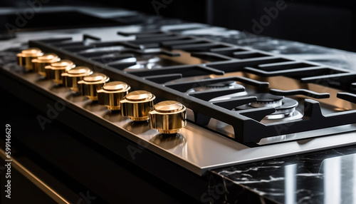 Stainless steel stove knob controls cooking temperature generated by AI