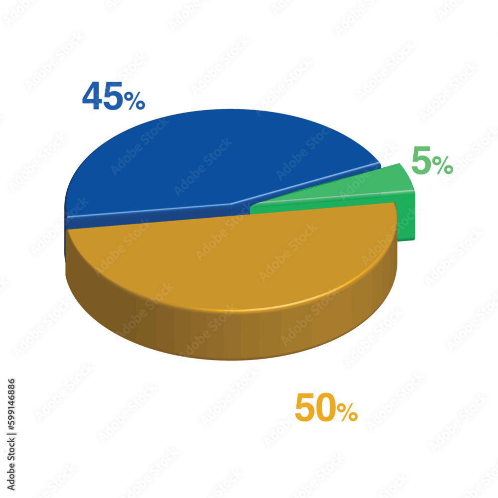 5 45 50 percent 3d Isometric 3 part pie chart diagram for business ...