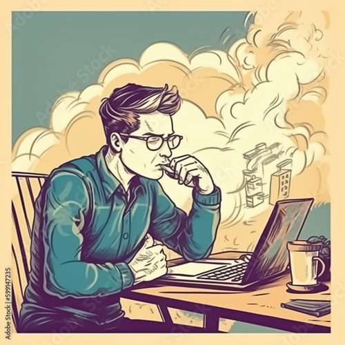 Person working on computer - AI illustration