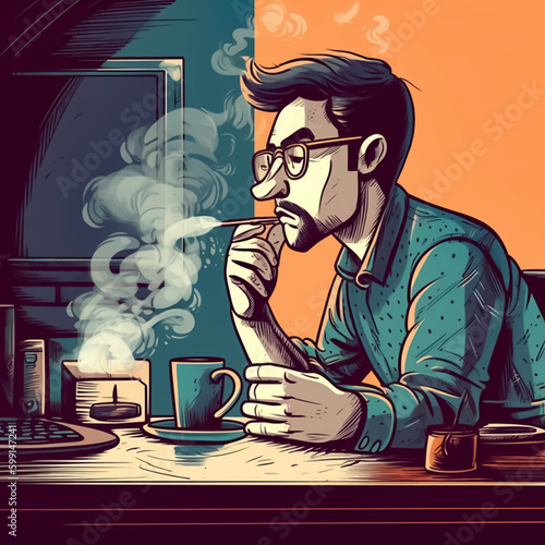 Person working on computer - AI illustration