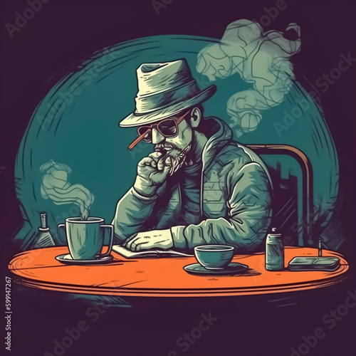 Person working on computer - AI illustration