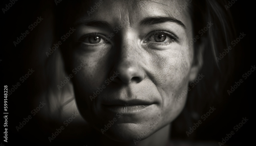 Serene woman confidence shines through in nature generated by AI Serene woman confidence shines through in nature generated by AI