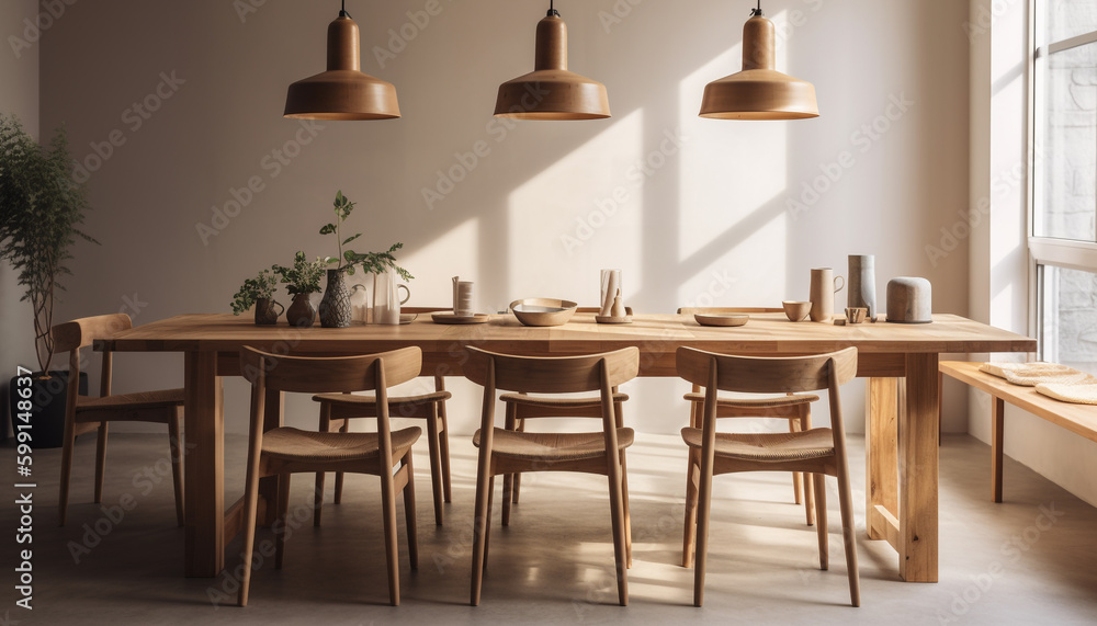 Modern domestic room with elegant wood decor generated by AI Modern domestic room with elegant wood decor generated by AI