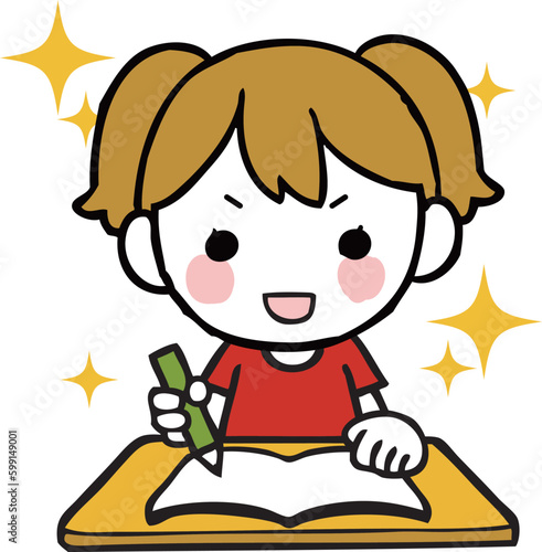 勉強にやる気をだす女の子