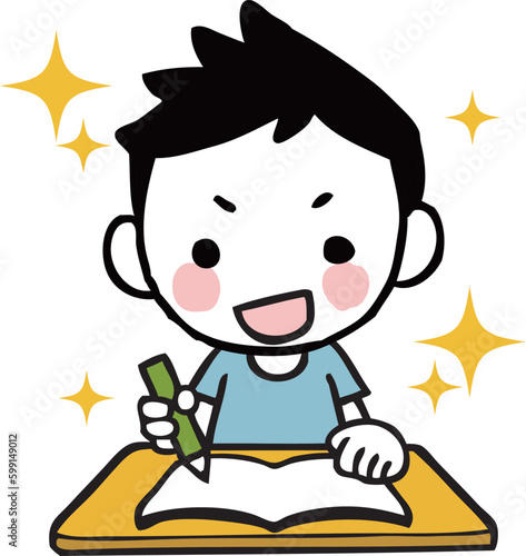 勉強にやる気をだす男の子
