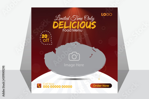 Super delicious fast food social media post template. Healthy & tasty food Template. Agricultural and farming services social media post and web banner template design