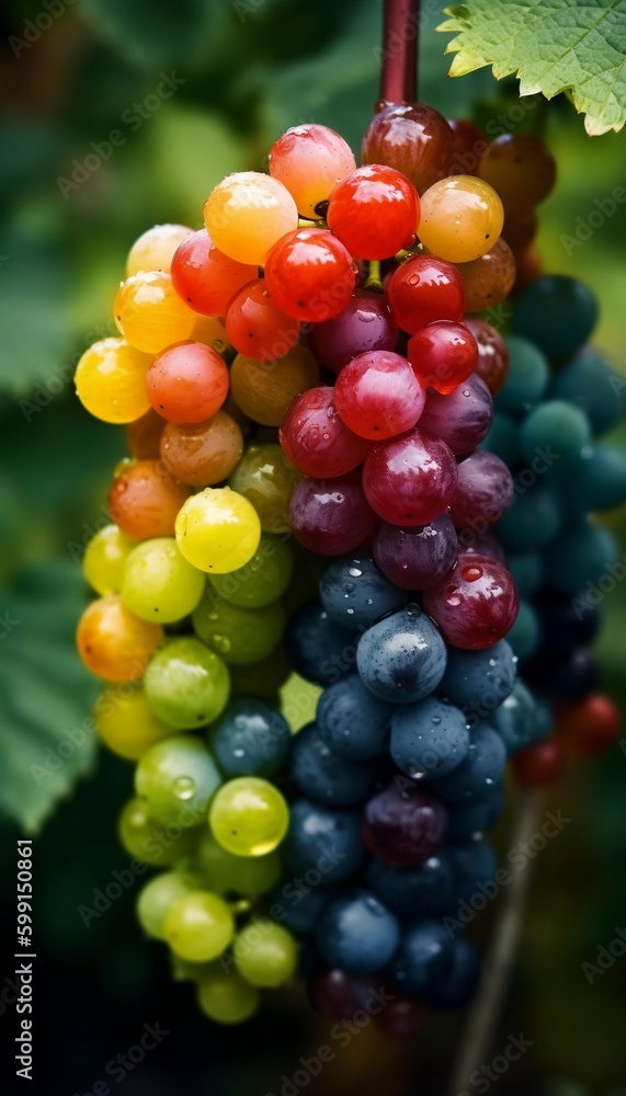 Colorful grapes, Beautiful round grapes in a summer field Colorful grapes, Beautiful round grapes in a summer field