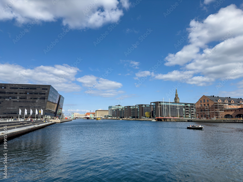 Walking along Copenhagen's canals on a beautiful spring day, Denmark, Europe