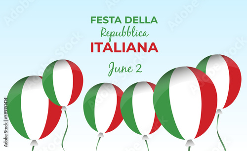 Italian republic day, 2th June, festa della repubblica Italiana, bent waving ribbon in colors of the Italian national flag. Celebration background