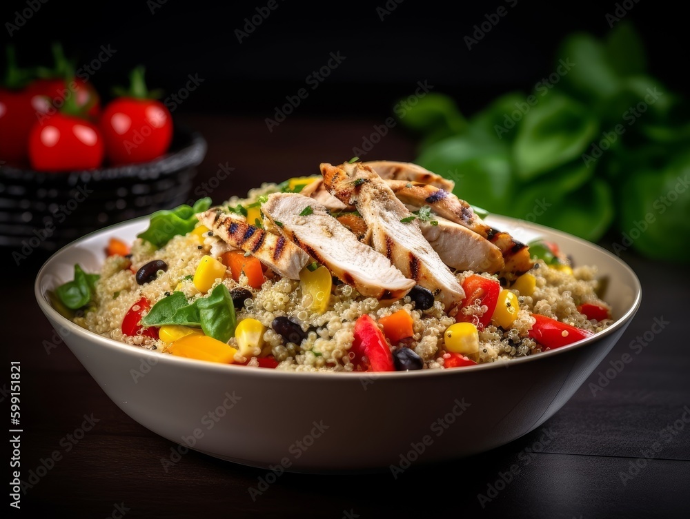 quinoa salad with grilled chicken and roasted bell peppers quinoa salad with grilled chicken and roasted bell peppers
