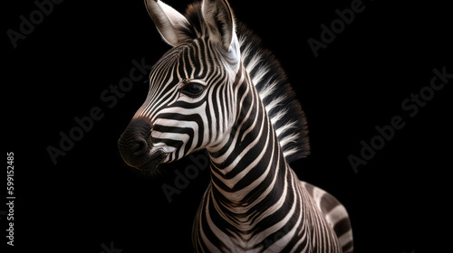 Baby Zebra, minimalistic background. Generative AI