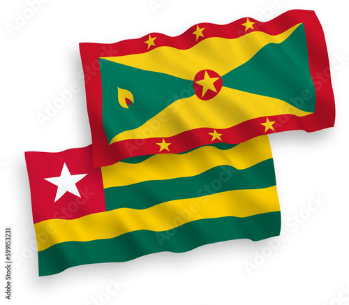 Flags of Togolese Republic and Grenada on a white background