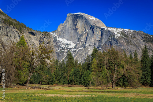 Photography Famous Half Dome granite rock formation in the Yosemite National Park California