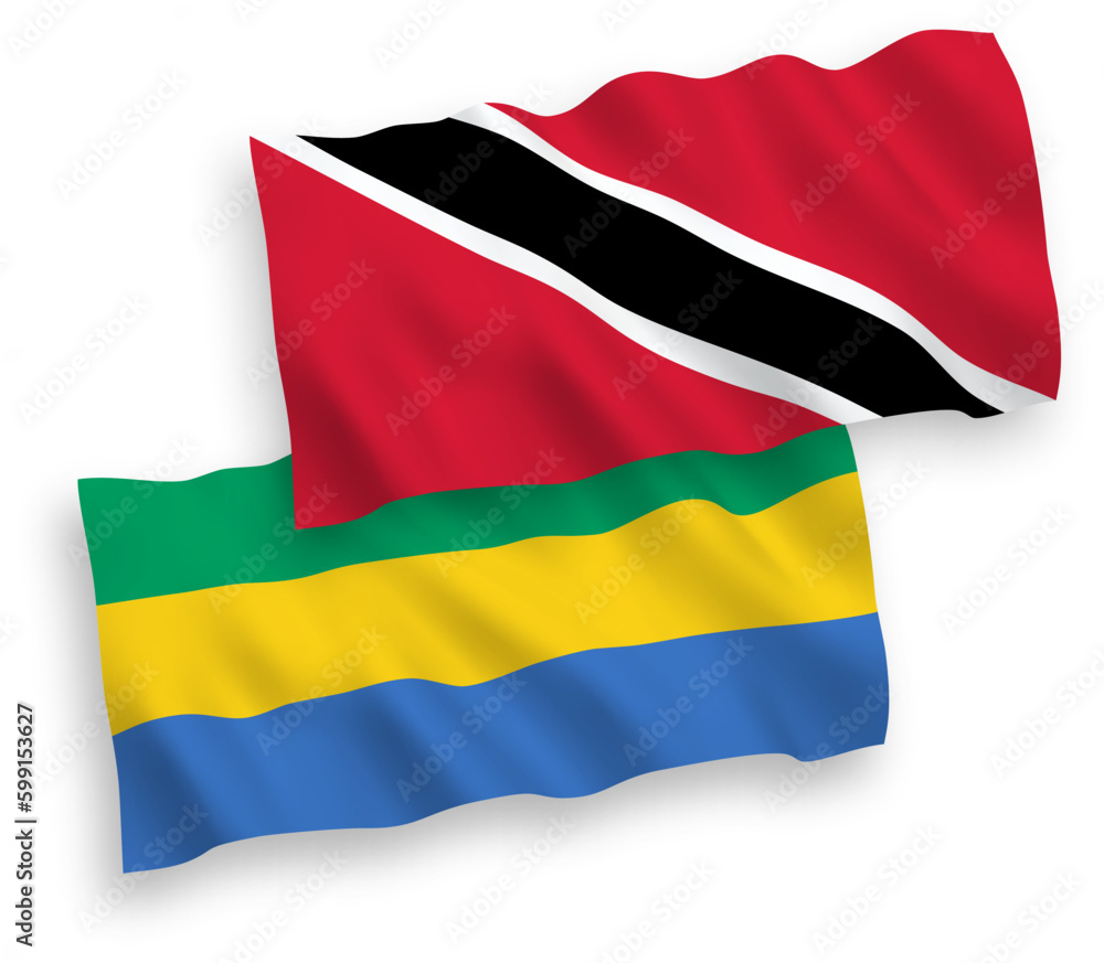 Obraz premium Flags of Republic of Trinidad and Tobago and Gabon on a white background