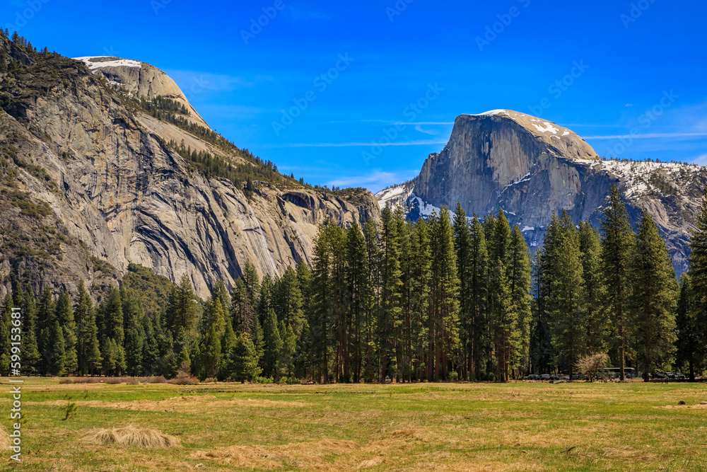 Famous Half Dome granite rock formation in the Yosemite National Park California
