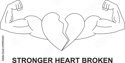 Stronger Heart and arms Broken into pieces with feeling vector scalable 