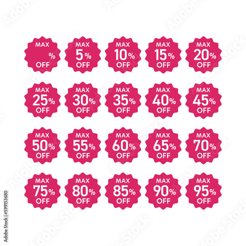割引セールアイコン集 - 10%OFFから90%OFFまでのお得なプロモーションバーゲンデザイン素材
