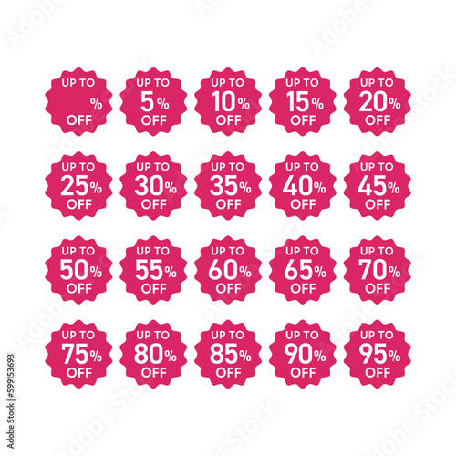 割引セールアイコン集 - 10%OFFから90%OFFまでのお得なプロモーションバーゲンデザイン素材
