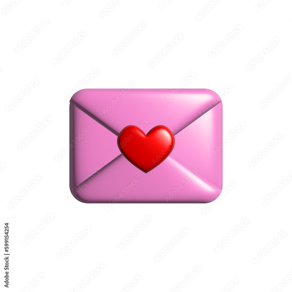 love envelope illustration in 3d style white background. love envelope illustration in 3d style white background.
