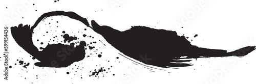 波　波しぶき　手書きの毛筆イラスト