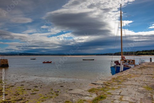 Fotografija In the small port in Findhorn at sunset, Scotland.