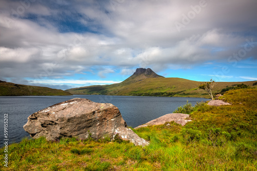 Ben Mor Coigach dominates the landscape north of Ullapool, Scotl