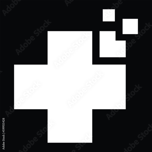 Glyph health regeneration symbol crosses on white background. Three Geometric Black shape. Healing sign flat icon for games and apps. 