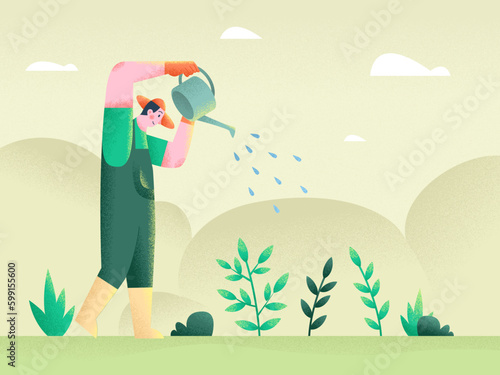 Ecology Environment Nature Green Earth Illustration Set Plants Ecofriendly No Pollution Clean Clear carbon footprint reduce reuse recycle save water cycling eco global warming