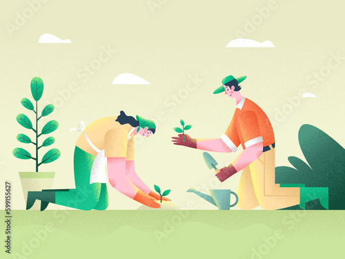Ecology Environment Nature Green Earth Illustration Set Plants Ecofriendly No Pollution Clean Clear carbon footprint reduce reuse recycle save water cycling eco global warming