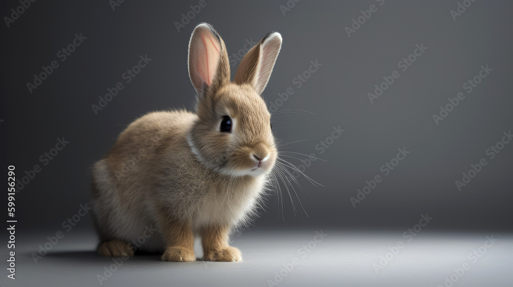 Baby Rabbit, minimalistic background. Generative AI Baby Rabbit, minimalistic background. Generative AI