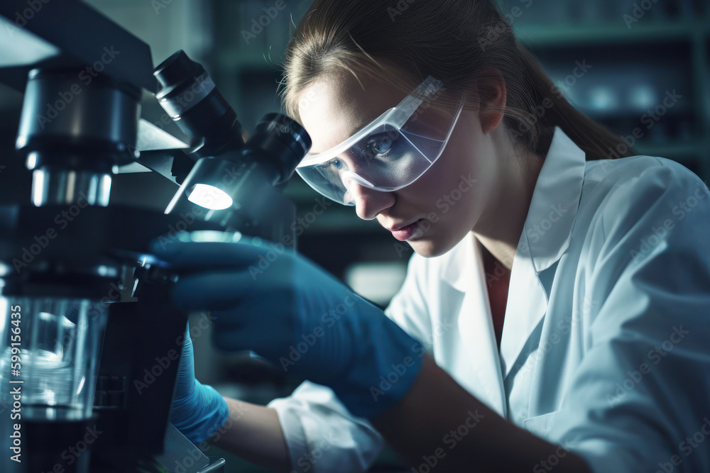 Researcher experimenting in lab, Generative AI Researcher experimenting in lab, Generative AI