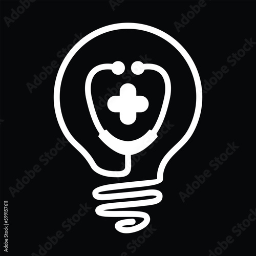 Smart life design logo template illustration. there are bulb with stethoscope