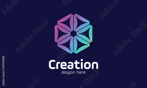 Logo vector triangle hexagonal formation symbol network connection communication teamwork business photo