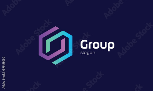 Logo vector hexagonal blue color letter G logotype alphabet font minimalist concept secure technology industry design