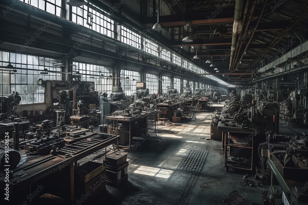 Working space. Factory. Manufacturing. Generative AI