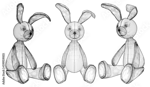 Rabbit Doll Toy Vector. Illustration Isolated On White Background. A vector illustration Of An Rabbit Toy.