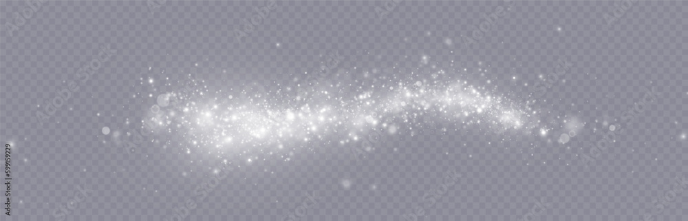 Particles of white magic dust. Shining light particles.Christmas glitter particles. Light effect on a transparent background Particles of white magic dust. Shining light particles.Christmas glitter particles. Light effect on a transparent background