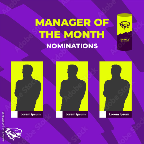Best Manager Vector Graphics. Employee of the month award. best boss. Premier league Manager of the month reward. EPL. FPL. FA CUP. UEFA Champions League. Europa League. La Liga. Serie A. Fantasy. MU