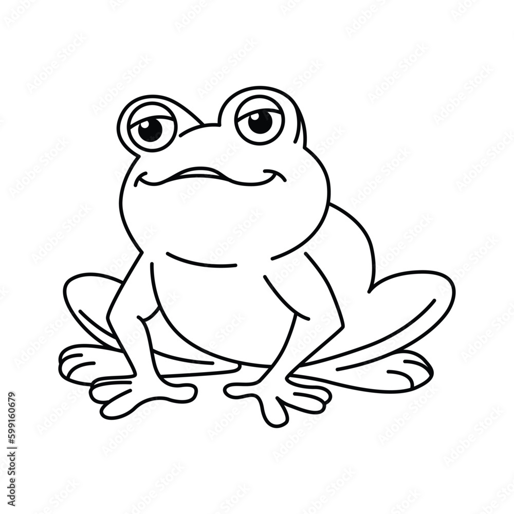 Funny frog cartoon characters vector illustration. For kids coloring book. Funny frog cartoon characters vector illustration. For kids coloring book.