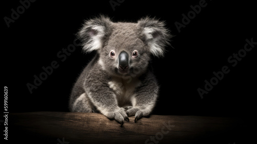 Baby Koala, minimalistic background. Generative AI