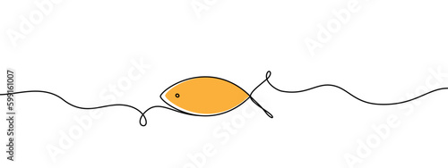 Fish christian symbol one line illustration