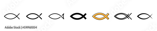 Fish christian symbol sign icon set