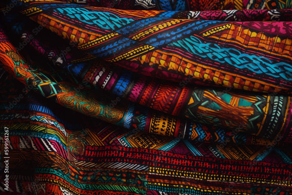African-inspired textile, featuring bold colors. generative AI