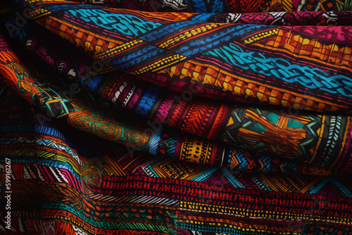 African-inspired textile, featuring bold colors. generative AI