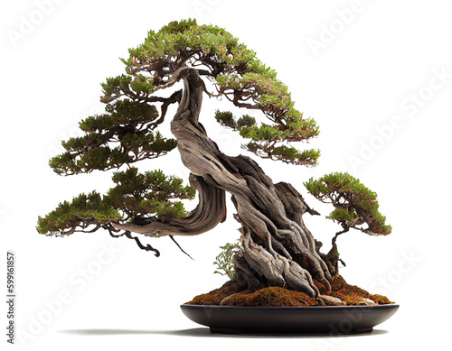 bonsai tree on a transparent background (PNG). AI-generated.