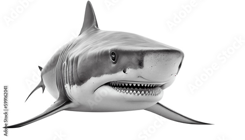 great white shark on a transparent background  PNG . AI-generated.