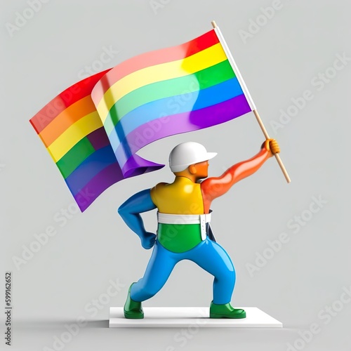 3d person with rainbow flag © Tamara