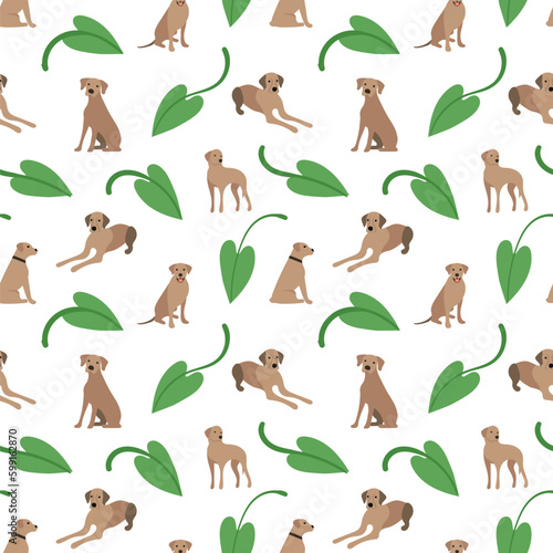 Dogs ridgeback dog seamless repeat pattern. natural. gender neutral. earth tones. beige, brown. cute pet puppy.