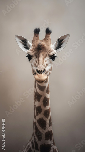 Baby Giraffe  minimalistic background. Generative AI
